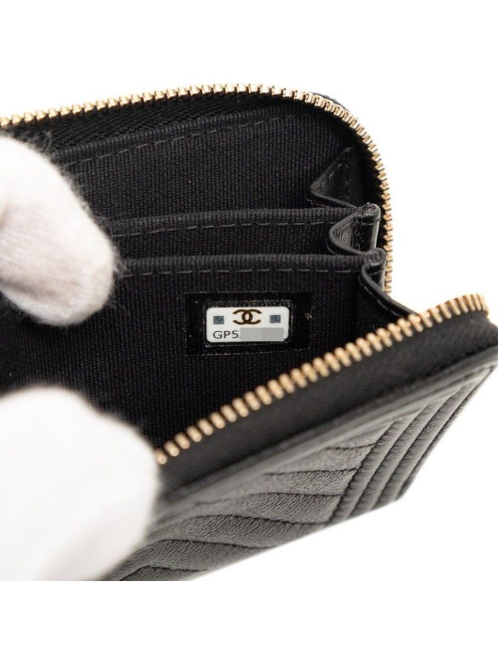 Chanel CC Logo Blanc Coin Purse Black Leather - Picture 6 of 6